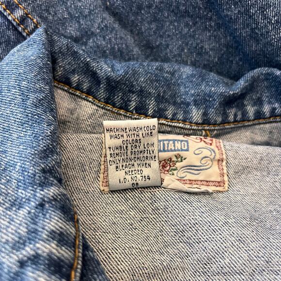 Gitano Denim Vest Size L Vintage 90s Button Front Pockets Cotton - Picture 8 of 8